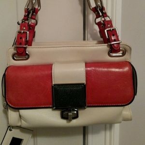 Balenciaga "Cherche" Tan, black/ red shoulder bag